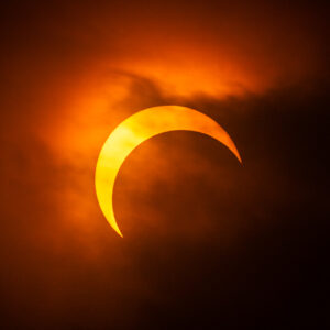 partial annular eclipse through clouds from seattle